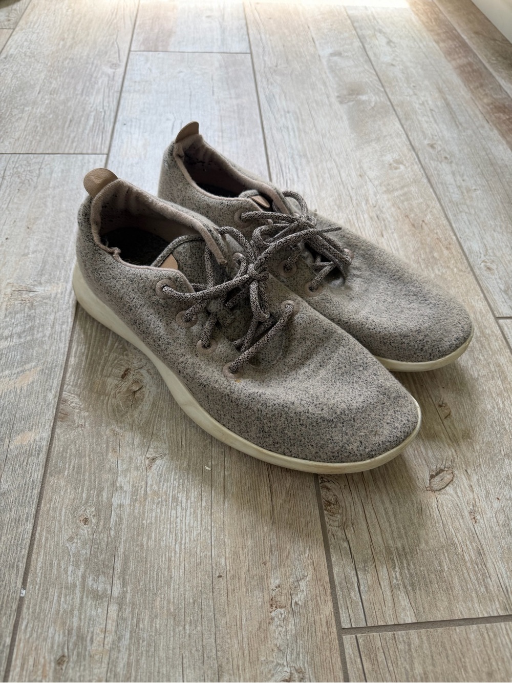 allbirds Men's Wool Runners in Light Gray with Cream Sole